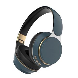 BlueTooth Earphone Wireless Headset Headphones with Stereo Foldable - Dark Blue