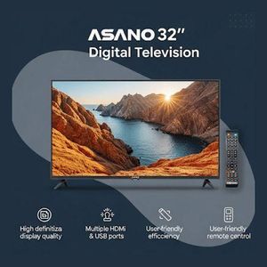 "Asano 32"" Digital Satellite HD TV - HDMI /VGA/USB - Black"