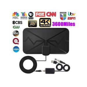 3600Miles Digital Antenna TV Indoor Signal Amplifier 4K UHD - Black