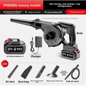 Rechargeable Multifunctional Handheld Air Blower and Dust Remover - Black