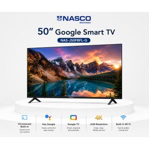 "Nasco 50"" Google Smart 4K HDR LED TV (NAS-J50FBFL-G) - Black"