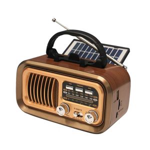 Vintage Portable Radio with Bluetooth & TWS,  Solar/D Battery/USB Charging, MP3 Player