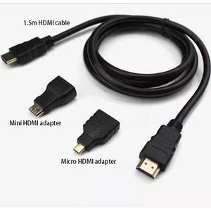 1.4 version three in one HDMI to HDMI1080P high-definition adapter cable - black