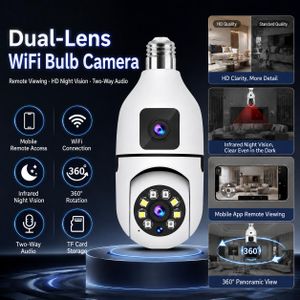 Dual-Lens Bulb Smart Security Camera 360° Panoramic View with Infrared Night Vision & WiFi Connectivity