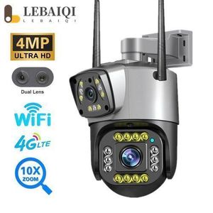 4MP Wifi 4G PTZ Dual Lens HD Night Vision Human Body Detection Camera - Black