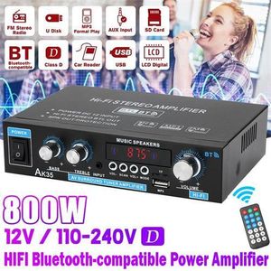 800W household power amplifier 2-channel Bluetooth 5.0 surround sound FM USB remote control mini HIFI digital amplifier stereo