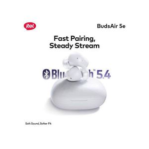 Itel BudsAir 5e Lightweight Deep Bass AI Noise Cancellation BT 5.4 Earbuds - White