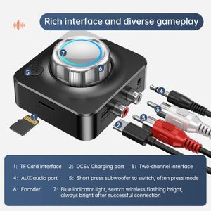 Bluetooth 5.0 wireless audio trans ceiver, TF card, 3.5mm AUX jack