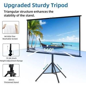 Home White Projection Screen with Stand, 60 Inch, 16:9, Single Stage, Dual Use