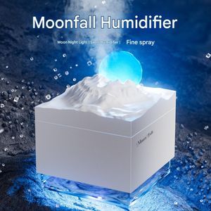 Moon Falls Mini Humidifier Desktop Ornament Moon Sleeping Lamp - White