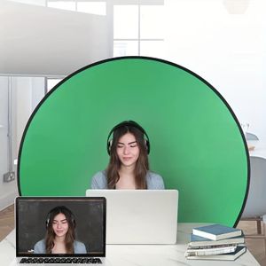 A green screen backdrop, a circular green screen for studio use, suitable for live streaming, photography, e-sports games, live speeches, company meet