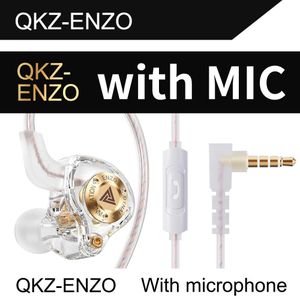 Qkz QKZ ENZO 3.5mm Wired Headphones Dynamic Music Earphone With Mic - White