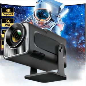 HY320 Mini 720P Smart Projector – Android 11, 4K Decoding, 300 ANSI Lumens, WiFi 6 & BT 5.0, 180° Rotatable Portable Home Theater for Outdoor & Travel