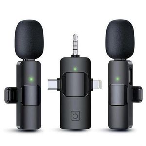 K15 3-in-1 Wireless Lavalier Microphone with Type-C for iPhone, Android, and iPad (2 Microphones)